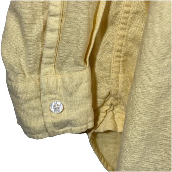 GAP Linen Blend Shirt Button Up Butter Yellow Mens XL Golden Haze Classic Preppy - Picture 3 of 9